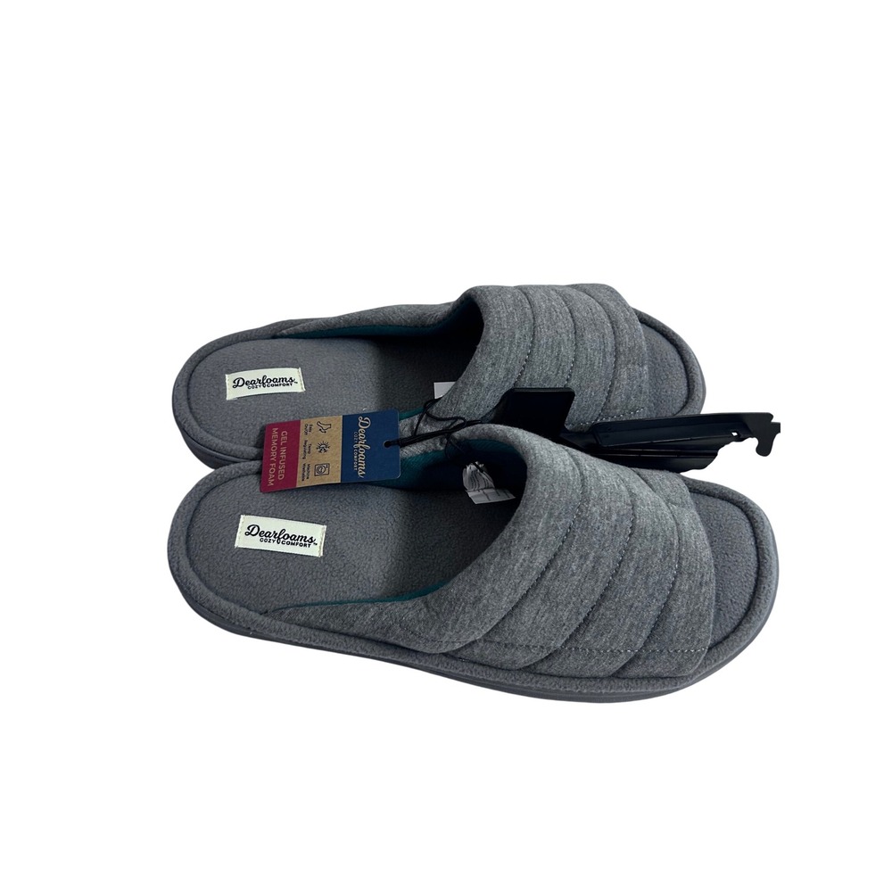 Dearfoams Jersey Slide Slippers XL 13-14 Grey Gel Memory Foam Mens